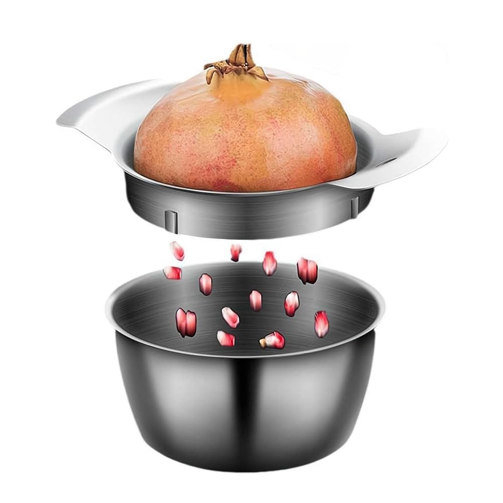 Sxmrmnx Pomegranate Peeler Tool Stainless Steel Pomegranate Seeder Pomegranate Arils Removal Tool with Bowl and Wooden Hammer