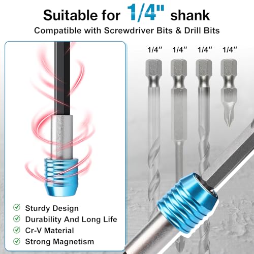 Lytool 4PCS Impact Drill Bit Extension Set, 1/4" Hex Shank Magnetic Bit Holder with Quick Release, Screwdriver Extender for Impact Driver & Tight Spaces，2-3/8", 4", 6", 12" — view 4