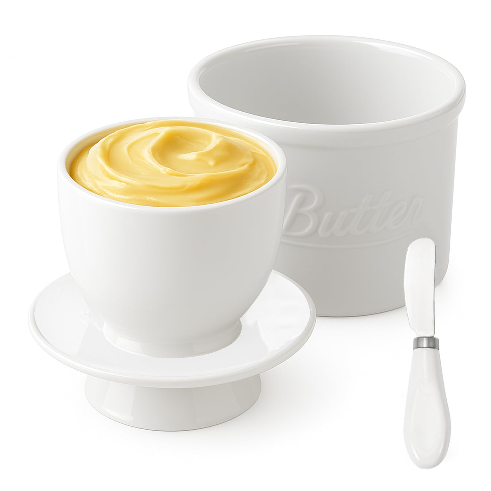 Butterdose Keramik Rot - Französische Butterglocke Mit Buttermesser