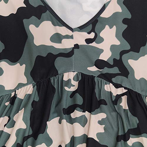 Image of Jayscreate Women's Baby Doll Dress Summer Casual Tunic Pleated Flowy Swing Short Sleeve Black V Neck Mini Dress