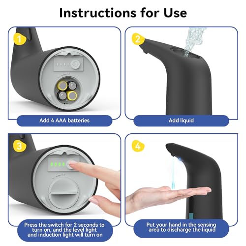 Image of Automatic Soap Dispenser, 13oz /400ml for Bathroom & Kitchen No Touch | Plastic Material Soap Holder,4-Level Adjustable Touchless Hand Soap Dispenser ,Battery Operated Electric Dispenser
