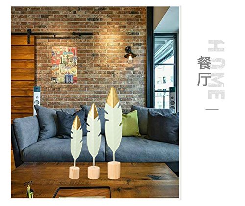 Koomagic Embossing Iron Mint Green Feather Crafts Ornaments Metal Art Solid Wood Bottom Knick-Knack For Home Bedroom Living Room Decorations (S) #TOP7