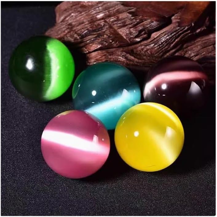 1pcs 5cm Quartz Green Cat Eye Crystal Ball Gemstone Sphere