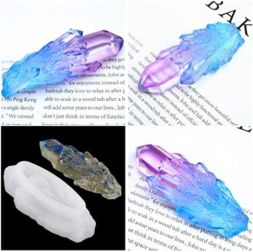 FineInno 8 PCS Crystal Cluster Moulds Set, Druzy Gem Moulds Silicone, Crystal Quartz Rock Epoxy Resin Mould for Candles, Isomalt, Cake Decor, jewellery Making