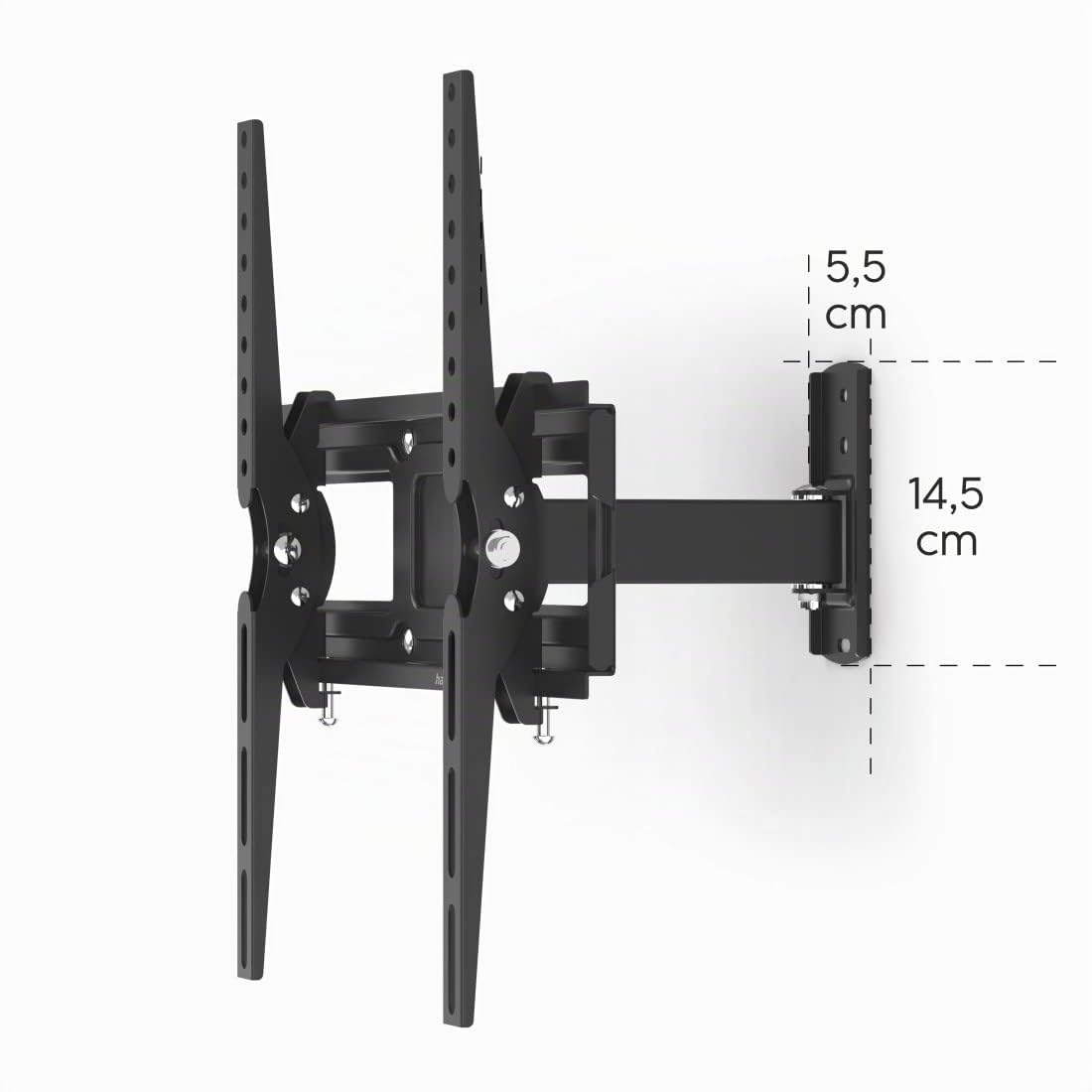 Hama TV Wandhalterung schwenkbar, neigbar, ausziehbar (TV Wandhalterung 32-65 Zoll, VESA 100x100 bis VESA 400x400, bis 30kg, mit Fischer-Dübeln) schwarz