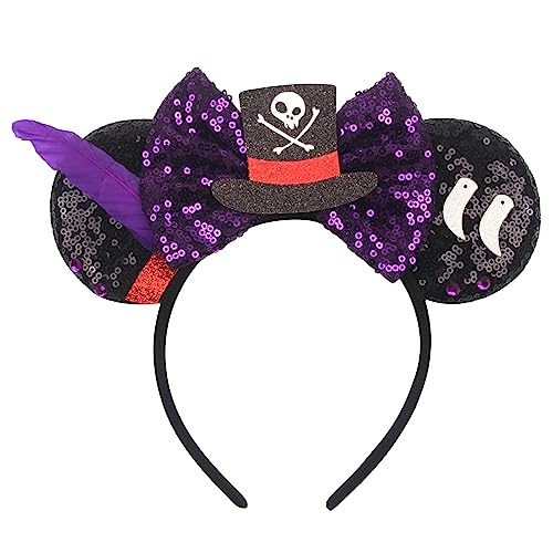 zhezesmila Shiny Mouse Ears Headband Womens Pirate Accessories Pirate Costume Bow for Theme Party Pirate Night