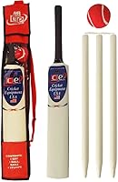 CE Junior Cricket Bat Set Sizes 4 & 6 Wooden Kit with Stumps, Ball, Bat & Carrying Bag - Kids Beginner Gift