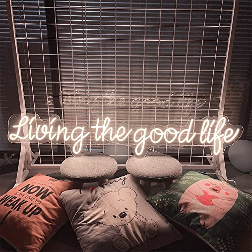 Neon Sign Living The Good Life-Custom Personalized Home Wall Decor Led Neon Light Signs Large Indoor Happy Birthday Wedding Christmas Living Room Business Gift Adult Girl Boy Women-Warm White,35 In #TOP1