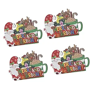 Christmas Decorations, Wooden Colorful Bright Patterns Christmas Ornaments for Window for Door'