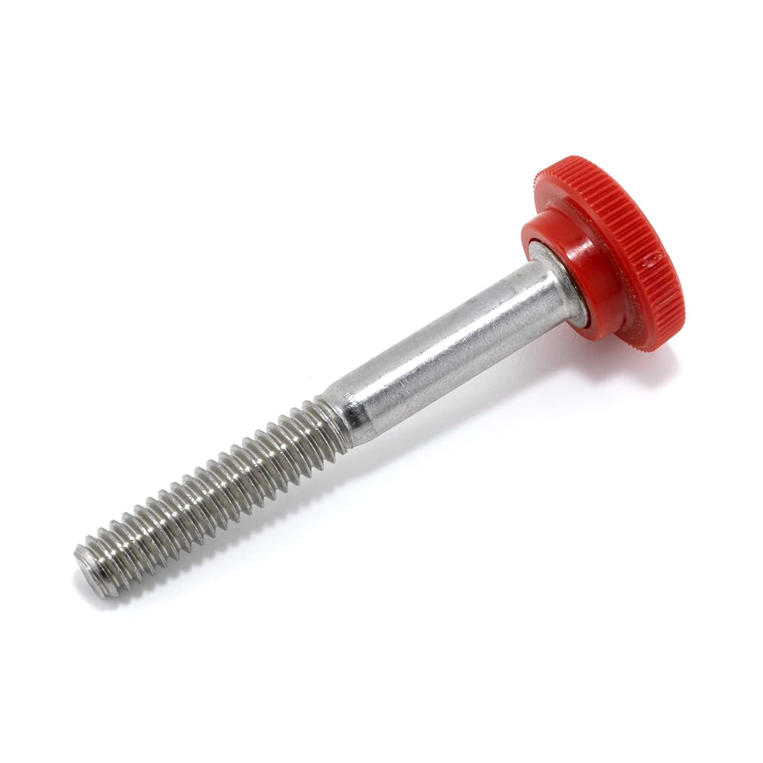 1/4"-20 x 2 Thumb Screw Stainless Steel - Red Knurled Round Plastic Knob - Standard/Coarse Thread Thumbscrew - Length: 2.000" - Proudly Built in USA - Package of (10)