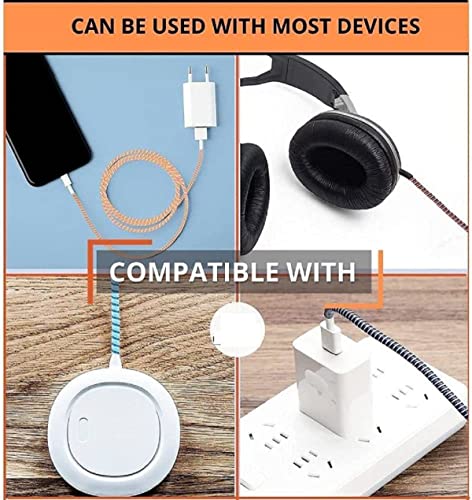 Image of Spiral Cable Protector, Data Cable Protective Sleeve, Headphone Saver, Charger Protective Cover, Wire Repair /Strain Relief Cable Wrap Tube for USB Data Cable Headphone Cable (Black+ Green)