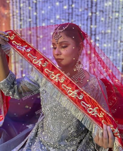Qabool Hai Nikkah Dupatta, Pakistani Weddings, Qubool Hai, Rukhsati, Shadi, Dulhan Veil Scarf2