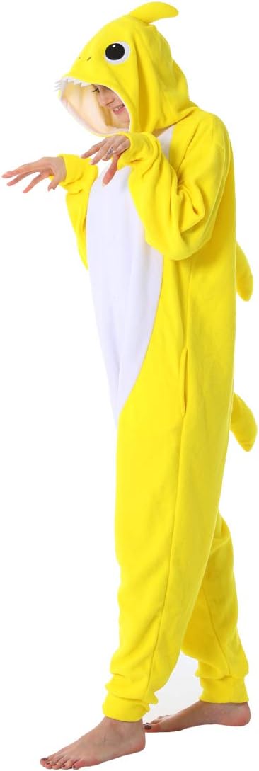 dressfan Cartoon Unisex Animal Grey Shark Costume Pajamas Adult Kids Teen Women Men - Image 2
