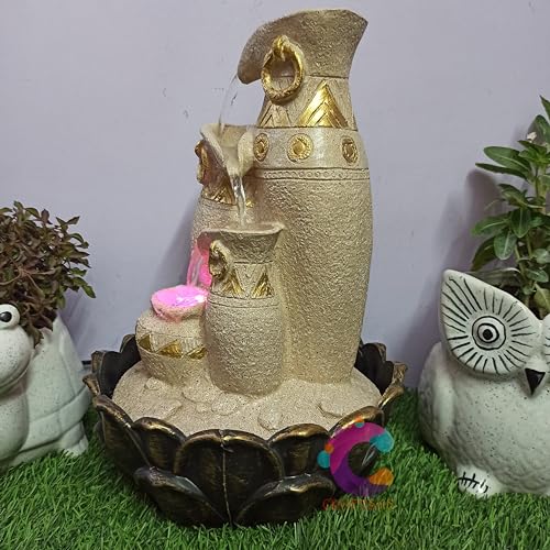 Image of Decorative Water Fountain for Home Decor, Office, Indoor & Outdoor, Garden, Puja Room, Vaastu, Reception, Spa, Gifting. (Yellow Matki)