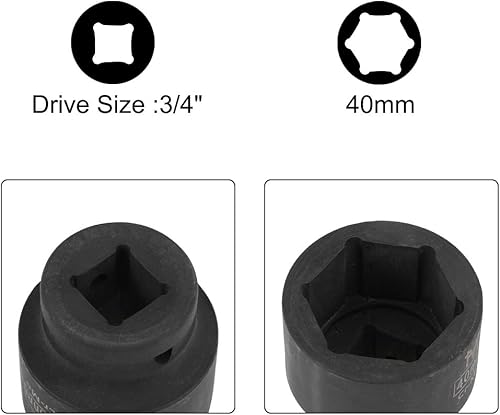 Miniatura 6 de uxcell 3/4 pulgadas de accionamiento por 1.417 in de zócalo de impacto poco profundo, acero de aleación Cr-Mo, 6 puntos, métrico