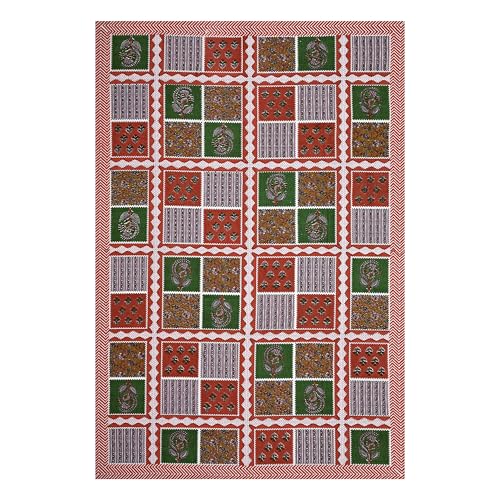 Image of 100% Cotton Single Bedsheet with 1 Pillow Cover | 240 TC Pure Cotton Flat Bed Sheet | Traditional Jaipuri Printed Bedding Set | Soft & Breathable | 60 x 90 Inch (Rangmahal Single 63)