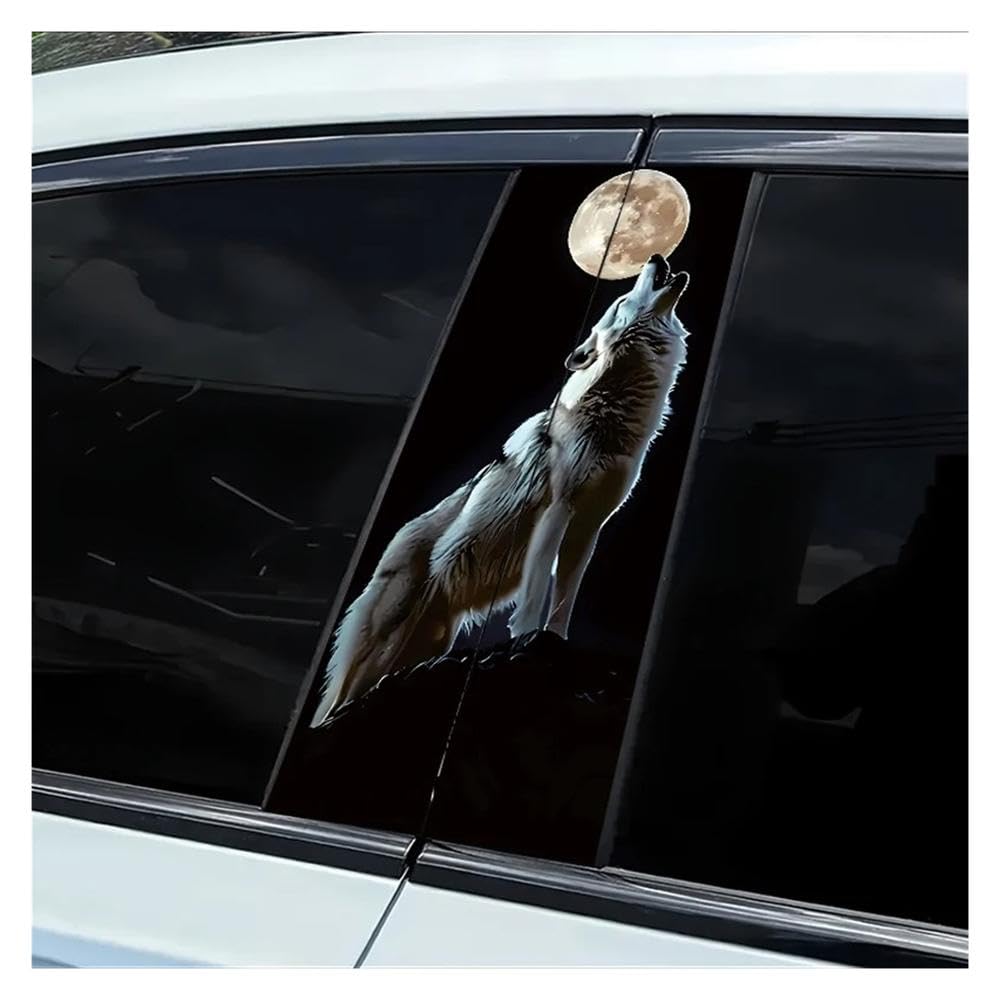 Body Parts 2 Pieces of Car B-Pillar Stickers Wolf Moon Smooth Material Protection Film