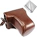 Produktbild First2savvv Dunkelbraun Premium Qualität Ganzkörper- präzise Passform PU-Leder Kameratasche Fall Tasche Cover für Canon EOS M100 EOS M10 (15-45mm Lens) mit Reinigungstuch - XJD-EOS M100-HH10