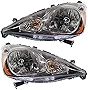 Evan-Fischer Headlight Set of 2 Compatible with 2009-2011 Honda Fit Tinted Chrome Bezel Halogen With bulbs Driver and Passenger Side