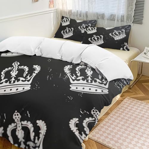 Juego de cama de 200x200 con corona negra para dormitorios modernos 3