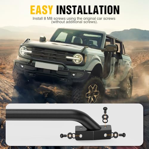 Image of Nilight Grille Guard for Ford Bronco 2021-2025 modular steel Bumper, Heavy Duty Front Bumper Protector Bull Bar, Matte Black Bolt-On Skid Plate for Off-Road (Not fit Sport Raptor platic bumper)
