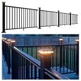 Egadis 4 Pack 36 in x 6 ft Modular Aluminum Deck Railing Kit with Light | Pioneer in Modular Aluminum Railing, ASTM Certified, Textured AAMA2604 Finish for Deck, Porche & Balconies (4 Post, 4 Panel)