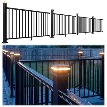 Egadis 4 Pack 36 in x 6 ft Modular Aluminum Deck Railing Kit with Solar Lights