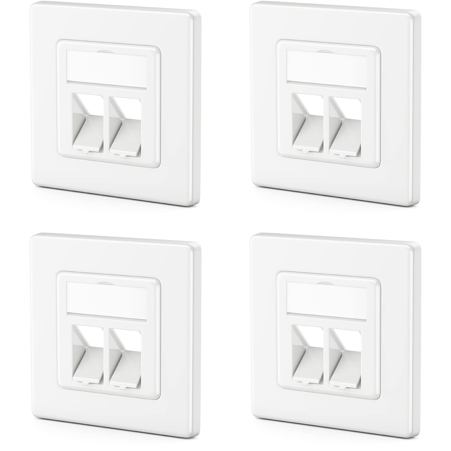 deleyCON 4x 2 Port LAN Junction Box Data Socket Flush-Mounted Socket for Keystone Module 45° Angled Outlet for Keystone Modules with e.g. RJ45 Coaxial F-Connector RJ-11 RCA Jack Toslink PS2