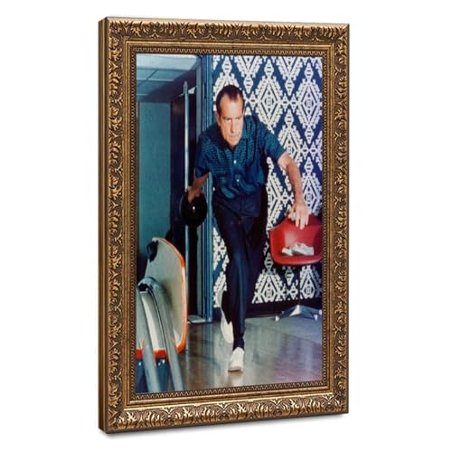 Impression sur toile de bowling Richard Nixon tableau mural bureau 50x75cm