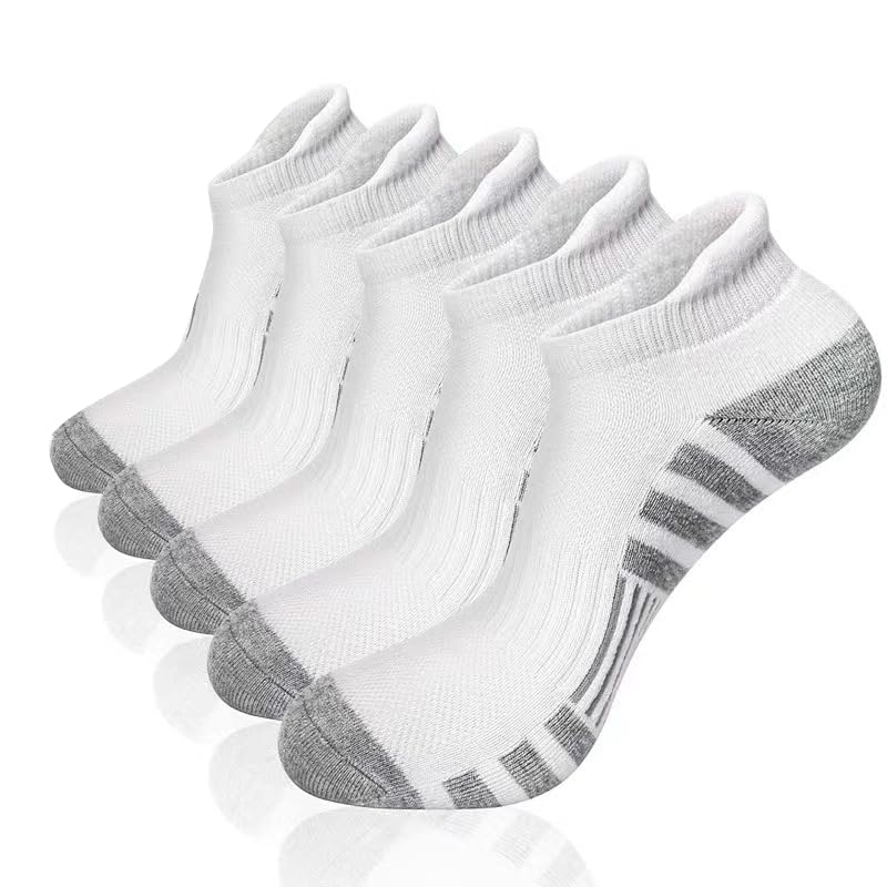 Men's Ankle Socks - 5 Pairs, Low Cut, Cushioned, Casual