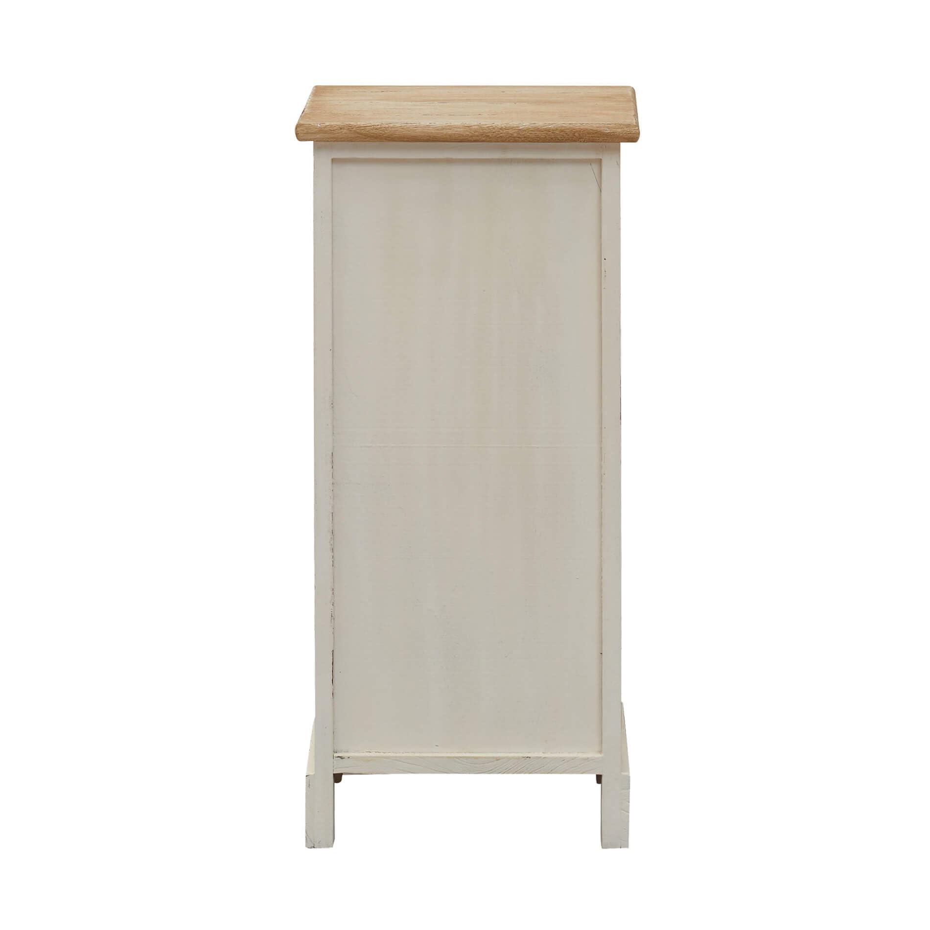 Rebecca Mobili Comodino 3 cassetti, cassettiera di legno, bianca beige grigia, legno paulownnia, stile vintage, camera bagno - Misure: 62 x 29 x 25 cm (HxLxP) - Art. RE4481