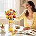 CUBIMANA Flower Bouquet Building Set with Vase & LED Light, Yellow, Orange and Red Roses 3.6MM Mini Botanical Building Block Toys, Gifts for Friends, Artificial Flowers for Office Home Decor & Display