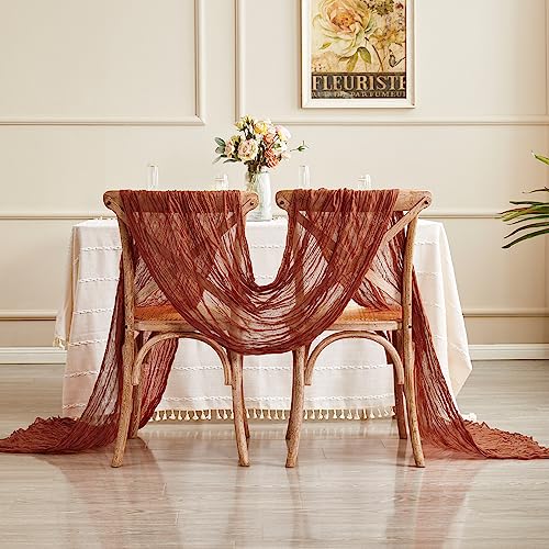 Cheesecloth Table Runner - 13.3Ft Boho Gauze Cheese Cloth Table Runner 35x160 Inch Long Romantic Sheer TableRunner for Seasonal Autumn Bridal Baby Shower Party Table Decoration