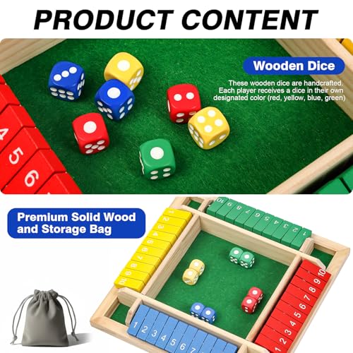 Shut The Box Juego de Mesa de Madera para 2 a 6 Jugadores miniatura 4