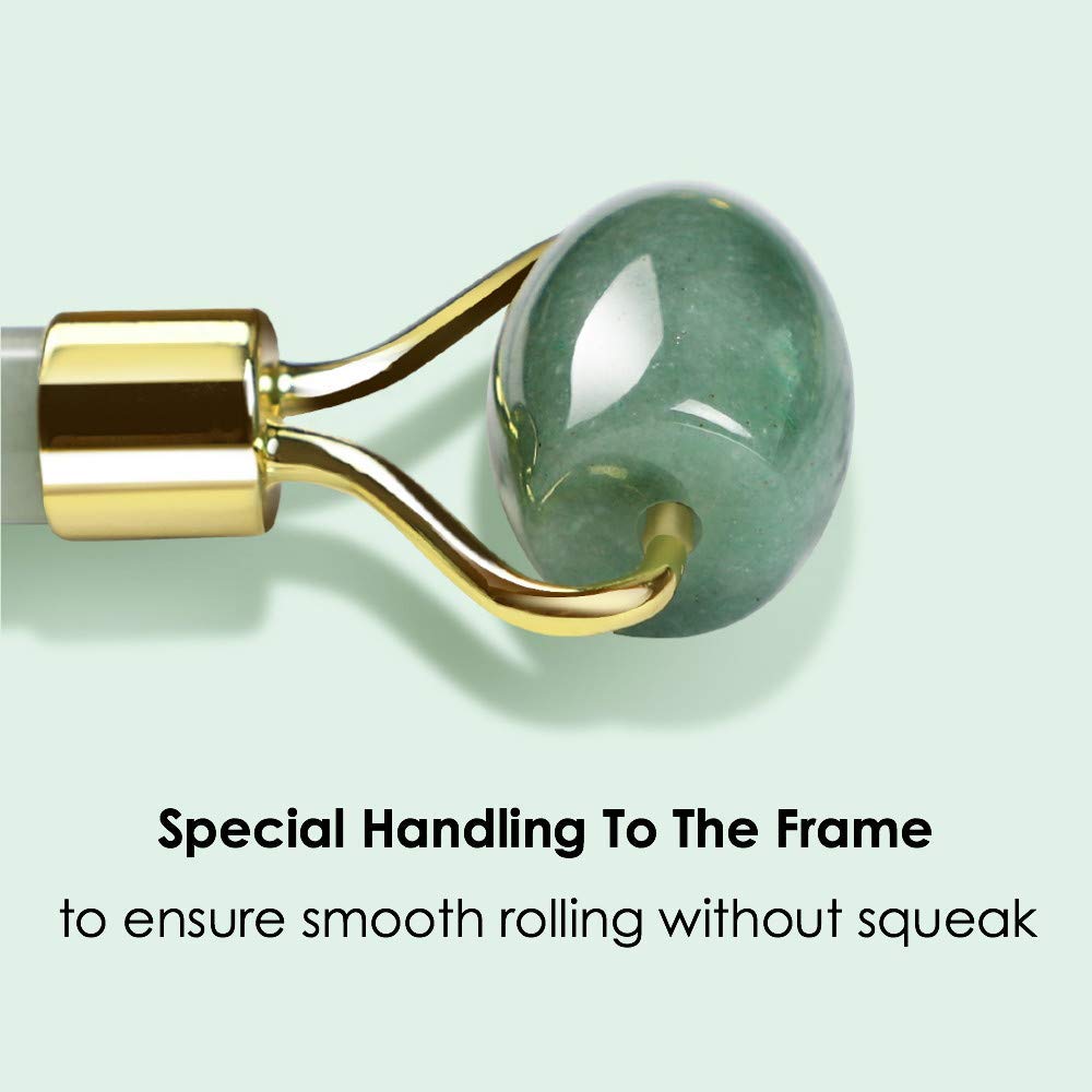 Natural Jade Roller for Face - Face Roller Gua Sha Scrapping - Aging Wrinkles,Puffiness Facial Skin Massager - Premium Authentic Jade Stone (Jade Roller&Guasha Set) : Beauty & Personal Care