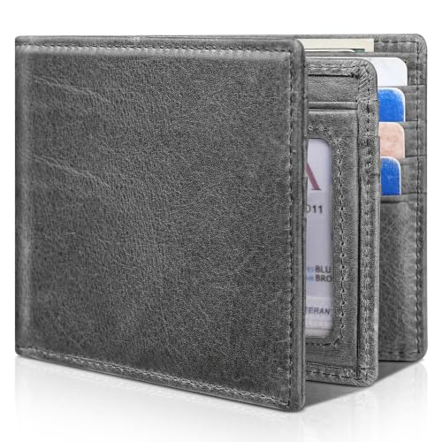 Image of Artpaxy Mens Wallet Bifold Genuine Leather RFID Blocking Wallet for Men with 1 ID Window 15 Card Holders 2 cash pockets 1 Gift Box