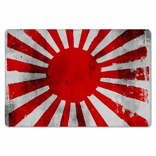 Yubilinco キッチンマット 日の丸 旭日旗 軍艦旗 大日本帝国海軍旗 和風 マット 合皮 踏み心地いい 撥水 直接拭ける 滑り止め付 保温 キッチン 台所 リビングルーム 部屋 玄関マット お手入れ簡単 直角長方形 丈夫 45×150cm