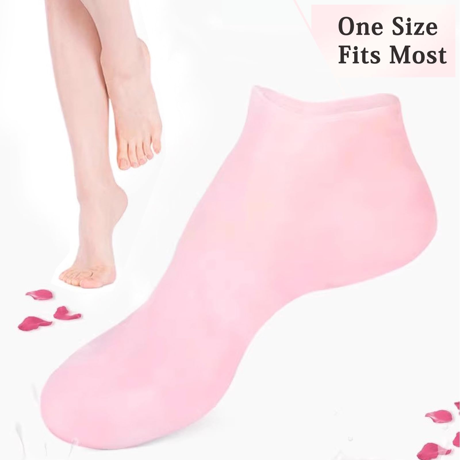 Silicone Moisturizing Socks 2-Pairs Men Women Moisturizing Socks for Dry Cracked Heel Rough Feet Skins Soften Foot Calluses Soft Pedicure Socks Pink