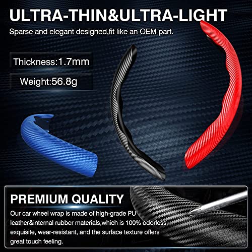 Image of STHIRA Carbon Fiber Steering Wheel Cover Universal Steering Wheel Cover Car Interior Decoration Car Steering Wheel Anti-Slip Cover for 14 /15 /16 inch Car Steering Wheel to Use