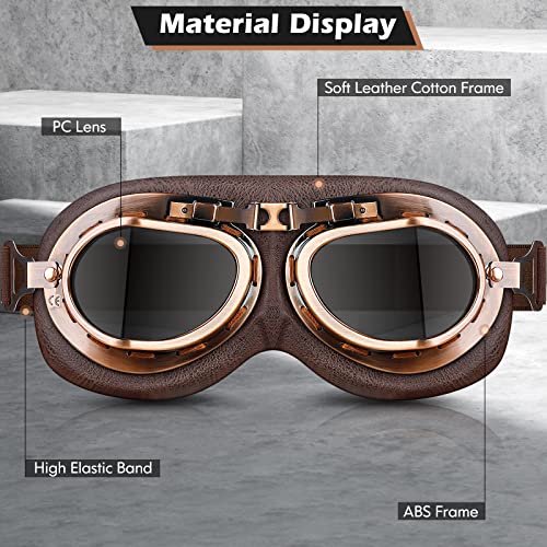 Belinous Vintage Pilot Style Cruiser Scooter Motorcycle Goggles Eyewear For Half Helmet #TOP2