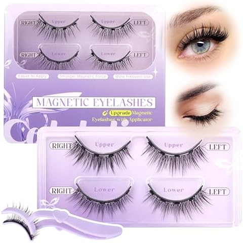 calphdiar Magnetic Eyelashes Natural Look Magnetic Lashes with Applicator Reusable Magnetic Eyelashes without Eyeliner Cat Eye Magnetic False Lashes No Glue Needed Wispy Lashes All Day Comfort Cover