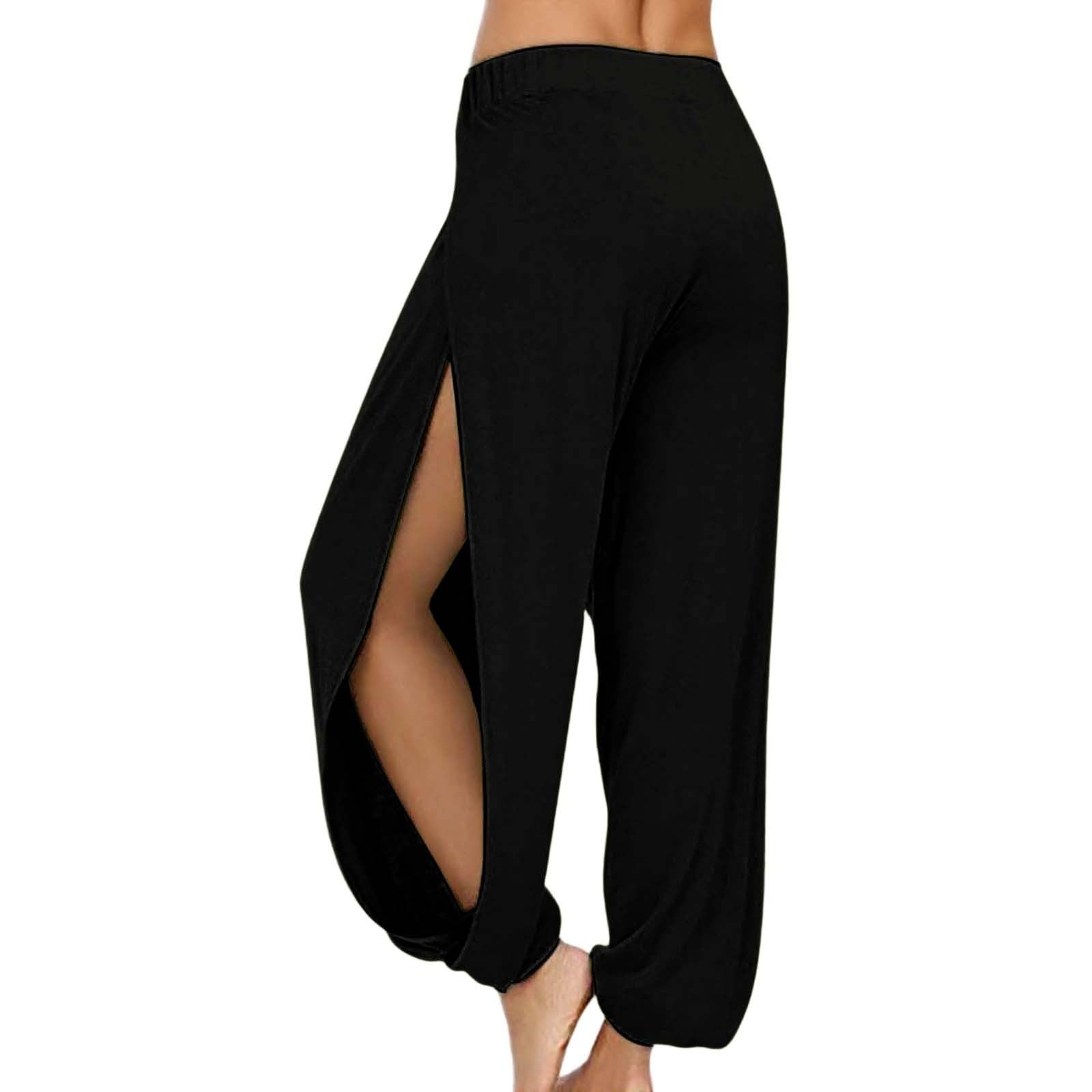 Pantaloni Lunghi da Donna Harem Yoga con Spacco Laterale Pantaloni Sportivi da Allenamento da Spiaggia