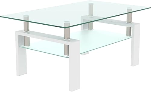 Miniatura 4 de Mesa de centro de cristal moderna con almacenamiento para sala de estar con patas de metal