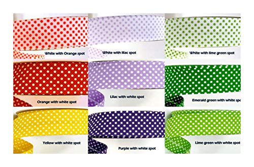 Spotty Dotty Polka Dot Double Fold Bias Binding Tape 30mm 1" Craft Trim Sewing Quilting 36 Colours A UK Seller -5m Purple with White
