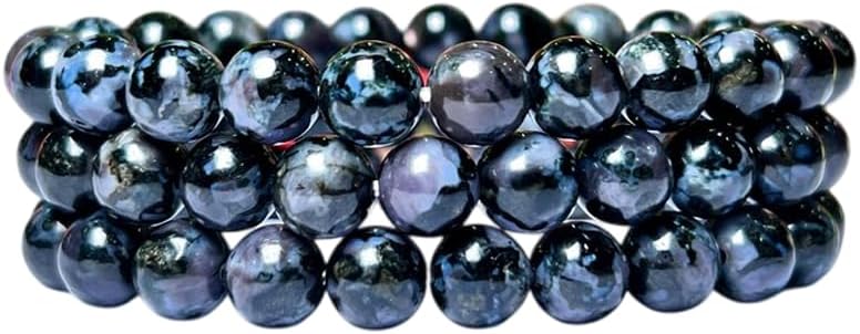 8mm Mystic Merlinite/Indigo Gabbro stone Round Beads Stretch Bracelet