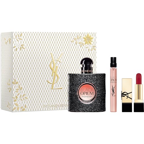 Yves Saint Laurent Black Opium Eau de Parfum 50ml Gift Set 2024 (Contains 50ml EDP, 10ml Travel Spray and Mini Lipstick)