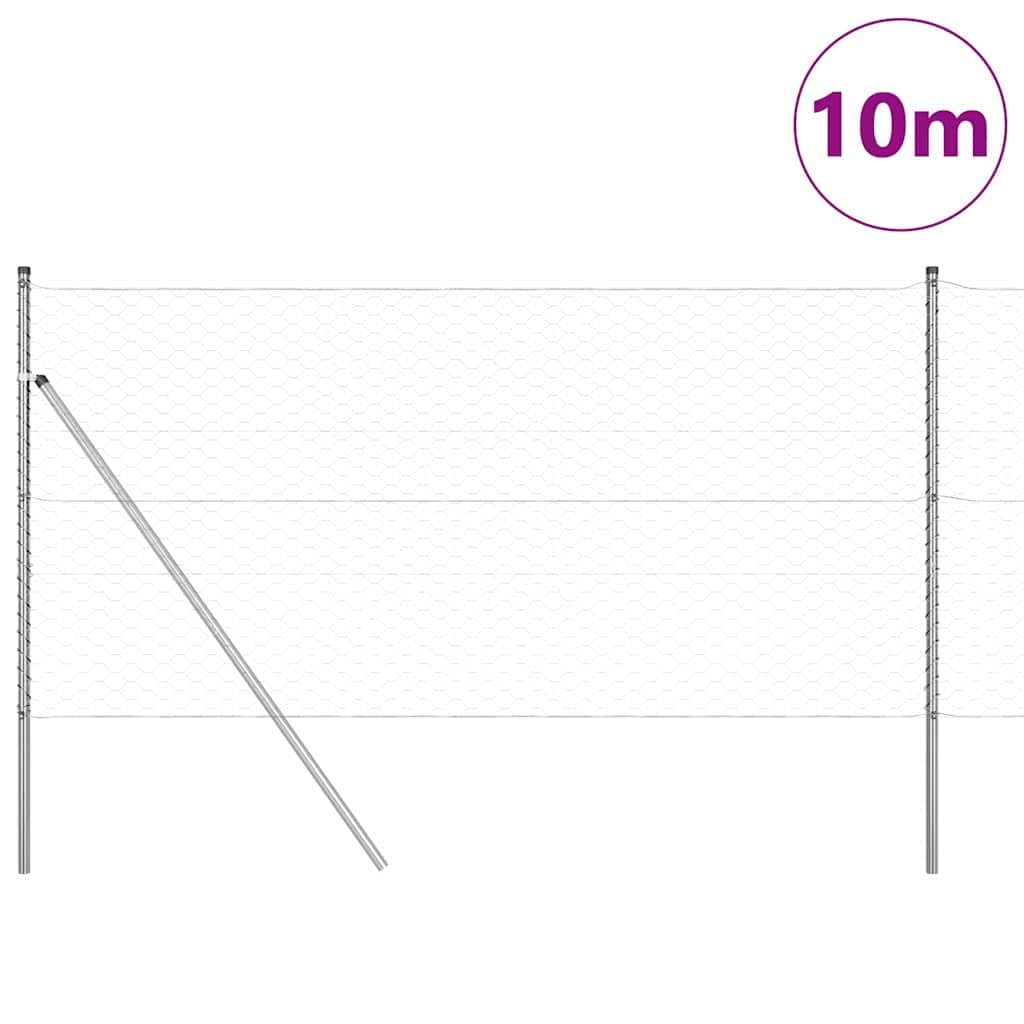 Recinzione da Giardino Con Pali in Acciaio Rivestito in PVC, 1 x 10 m, Argento, Resistente Alle Intemperie, Facile da Montare, Per Privacy e Sicurezza