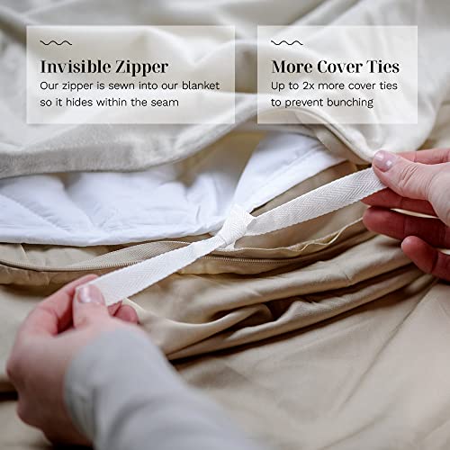 LUXOME Luxury Weighted Blanket for Adults | Includes Cover | 18 lbs | 60"x80" | Queen Size | Beige - Image 4