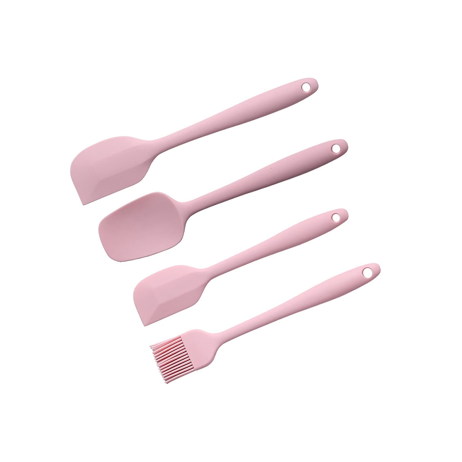 Teigschaber 4 Stück Silikonspatel Set Integriertes Backwerkzeug Spatel Hohe Temperaturresistent Cream Scraper Spatel Kuchen Dekorieren Werkzeug Spatel (Color : Pink)