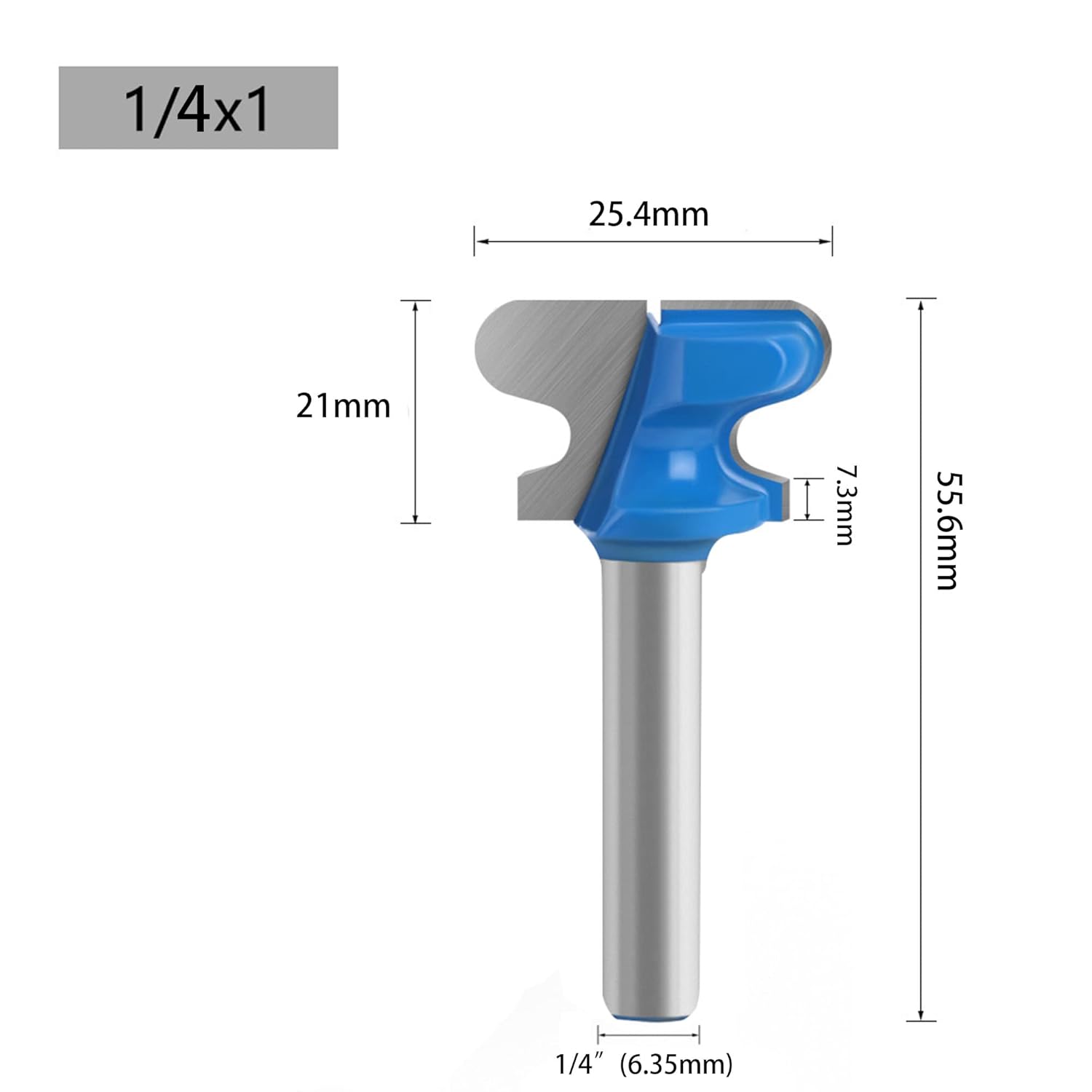 End Milling Cutter Bit Finger Pull Bit Router Bit Drawer Pull 1/4" Shank Stool Molding Cutter 1" Cutting Dia, Pack of 1, Blue or Black